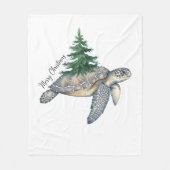 メリークリスマスのウミガメ フリースブランケット (正面)