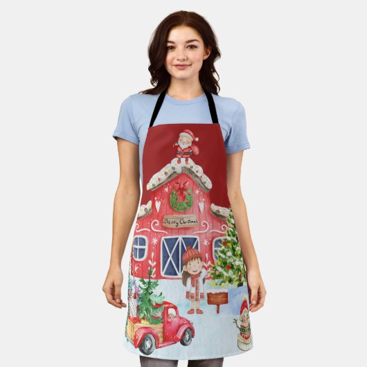 メリークリスマスのエプロンのプレゼント エプロン (着用した状態)