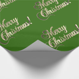 メリークリスマスのエレガントでモダンな緑および金ゴールド ラッピングペーパー