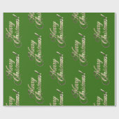 メリークリスマスのエレガントでモダンな緑および金ゴールド ラッピングペーパー (フラット)