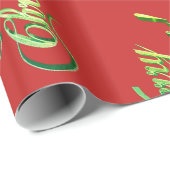 メリークリスマスのエレガントなモダンな赤いおよび緑 ラッピングペーパー (ロールコーナー)