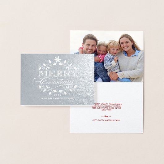 メリークリスマスのエレガントなヴィンテージのヒイラギのリース 箔カード (ディスプレー)