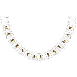 メリークリスマスのエレガントな金文字のタイポグラフィ バンティングフラッグ