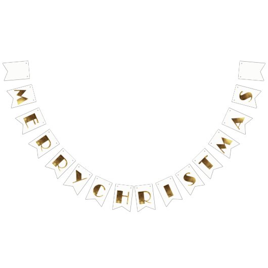 メリークリスマスのエレガントな金文字のタイポグラフィ バンティングフラッグ (全)