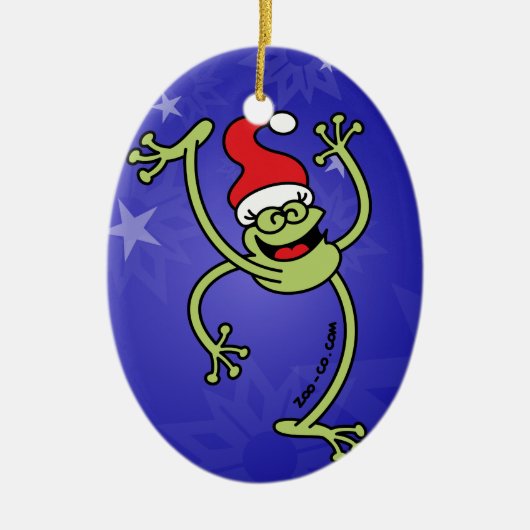 メリークリスマスのカエル セラミックオーナメント (正面)