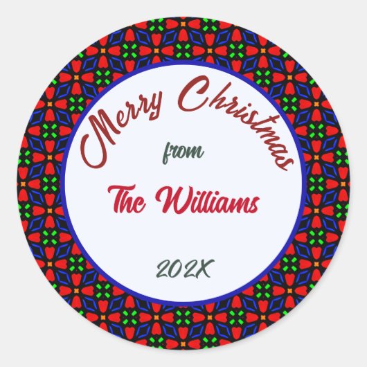 メリークリスマスのカスタマイズ可能な家族 ラウンドシール (正面)