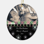 メリークリスマスのカスタムな写真の雪片 セラミックオーナメント (左)