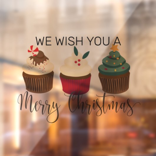 メリークリスマスのカップケーキの窓または壁の貼り付け ウィンドウサイン (シート2)