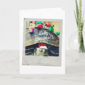 メリークリスマスのカメのヴィンテージの写真 シーズンカード (正面)