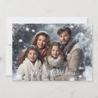 メリークリスマスのカリグラフィー写真ホリデーカード