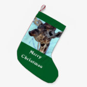 メリークリスマスのキリンの写真 スモールクリスマスストッキング (正面 (吊り時))