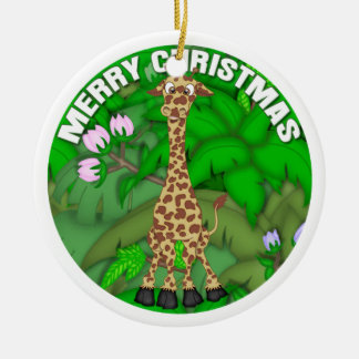 メリークリスマスのキリン セラミックオーナメント