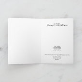 メリークリスマスのクリスチャン書道信仰パープル シーズンカード (内部)