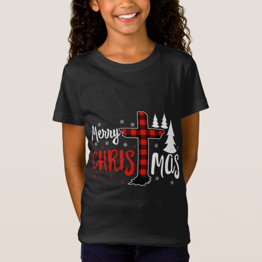 メリークリスマスのクリスチャン水牛プレイド Tシャツ (正面)