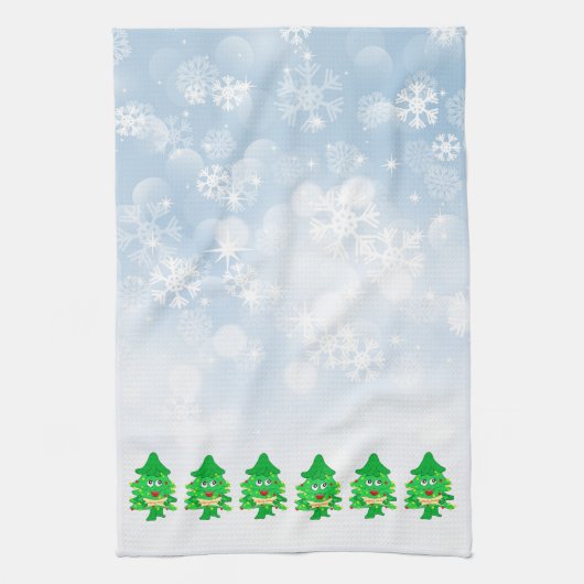 メリークリスマスのクリスマスの木 キッチンタオル (縦)