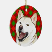 メリークリスマスのクリームの柴犬のオーナメント セラミックオーナメント (右)