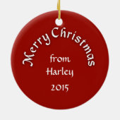 メリークリスマスのクリームの柴犬のオーナメント セラミックオーナメント (裏面)