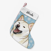 メリークリスマスのクリームの柴犬のストッキング スモールクリスマスストッキング (正面 (吊り時))