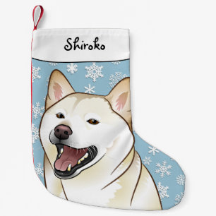 メリークリスマスのクリームの柴犬のストッキング スモールクリスマスストッキング
