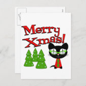 メリークリスマスのクール子猫 シーズンポストカード (正面/裏面)