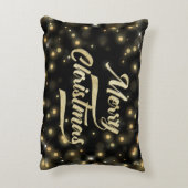 メリークリスマスのグリッターの《写真》ぼけ味の金ゴールドの黒 アクセントクッション (裏面(縦))