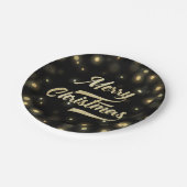 メリークリスマスのグリッターの《写真》ぼけ味の金ゴールドの黒 ペーパープレート (アングル)