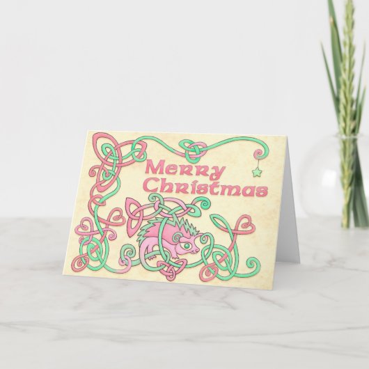 メリークリスマスのケルト人のハリネズミ シーズンカード (正面)
