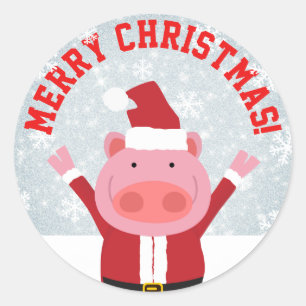 メリークリスマスのコブタ ラウンドシール