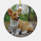 メリークリスマスのコーギーは|あなたの犬の写真を加えます セラミックオーナメント (裏面)