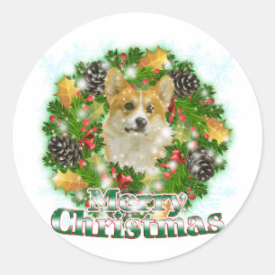 メリークリスマスのコーギー ラウンドシール