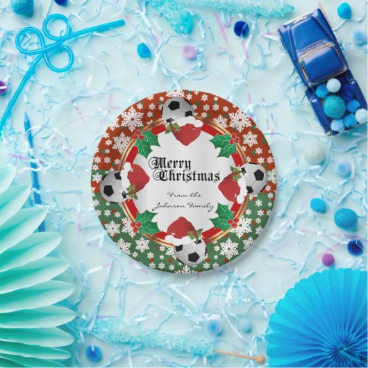 メリークリスマスのサッカーの恋人 ペーパープレート (パーティー)