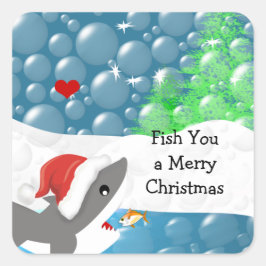 メリークリスマスのサメを釣る スクエアシール