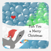 メリークリスマスのサメを釣る スクエアシール (正面)