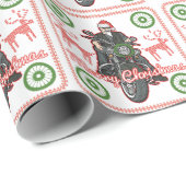 メリークリスマスのサンタのバイクもしくは自転車に乗る人のオートバイの休日 ラッピングペーパー (ロールコーナー)