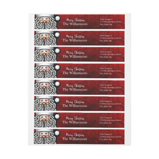 メリークリスマスのサンタのパーソナライズな差出人住所 ラップアラウンドラベル (シート)