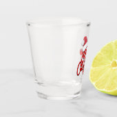 メリークリスマスのサンタの帽子の文字 ショットグラス (左)