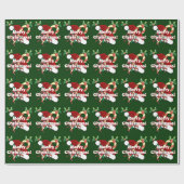 メリークリスマスのサンタの帽子、キャンディ・ケーン、ヒイラギの小枝 ラッピングペーパー (フラット)