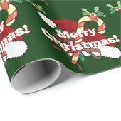 メリークリスマスのサンタの帽子、キャンディ・ケーン、ヒイラギの小枝 ラッピングペーパー (ロールコーナー)