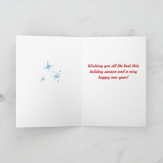 メリークリスマスのサンタクロースの赤の水彩画 シーズンカード (内部)