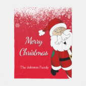 メリークリスマスのサンタ|の赤 フリースブランケット (正面)