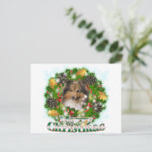 メリークリスマスのシェットランド・シープドッグ シーズンポストカード (スタンド正面)