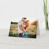 メリークリスマスのシックな台本の家族の写真スタイリッシュ シーズンカード (正面)