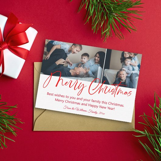 メリークリスマスのシックな書道2枚の写真集 ノートカード