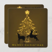 メリークリスマスのシルエットのシカおよび木 シーズンカード (正面/裏面)