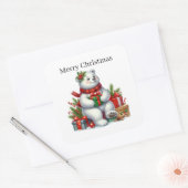 メリークリスマスのシロクマ スクエアシール (封筒)