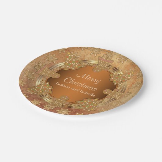 メリークリスマスのジンジャーブレッドのクッキー ペーパープレート (アングル)