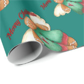 メリークリスマスのジンジャーブレッドの天使の包装紙 ラッピングペーパー (ロールコーナー)