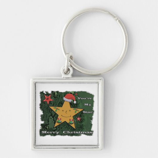 メリークリスマスのジンジャーブレッドの星 キーホルダー (正面)