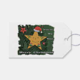 メリークリスマスのジンジャーブレッドの星 ギフトタグ