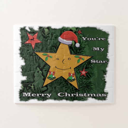 メリークリスマスのジンジャーブレッドの星 ジグソーパズル (横)